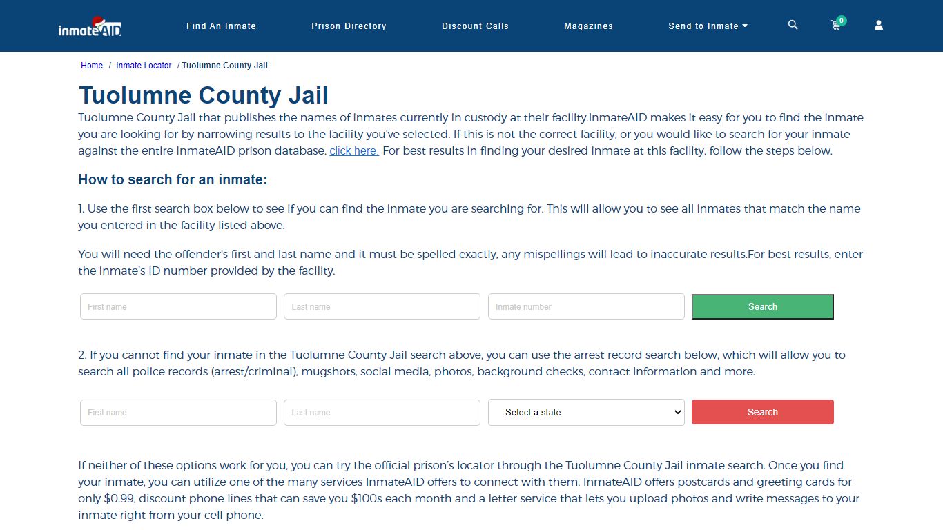 Tuolumne County Jail - InmateAid