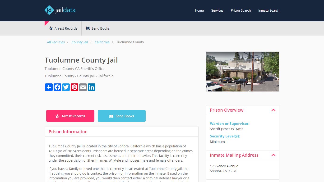 Tuolumne County Jail Inmate Search and Prisoner Info - Sonora, CA